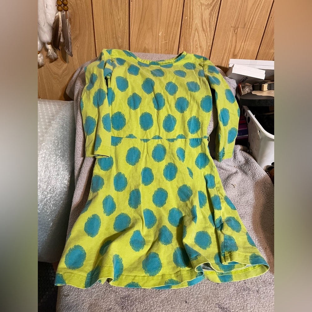 Kids Polka Dot Dress - Green and Blue